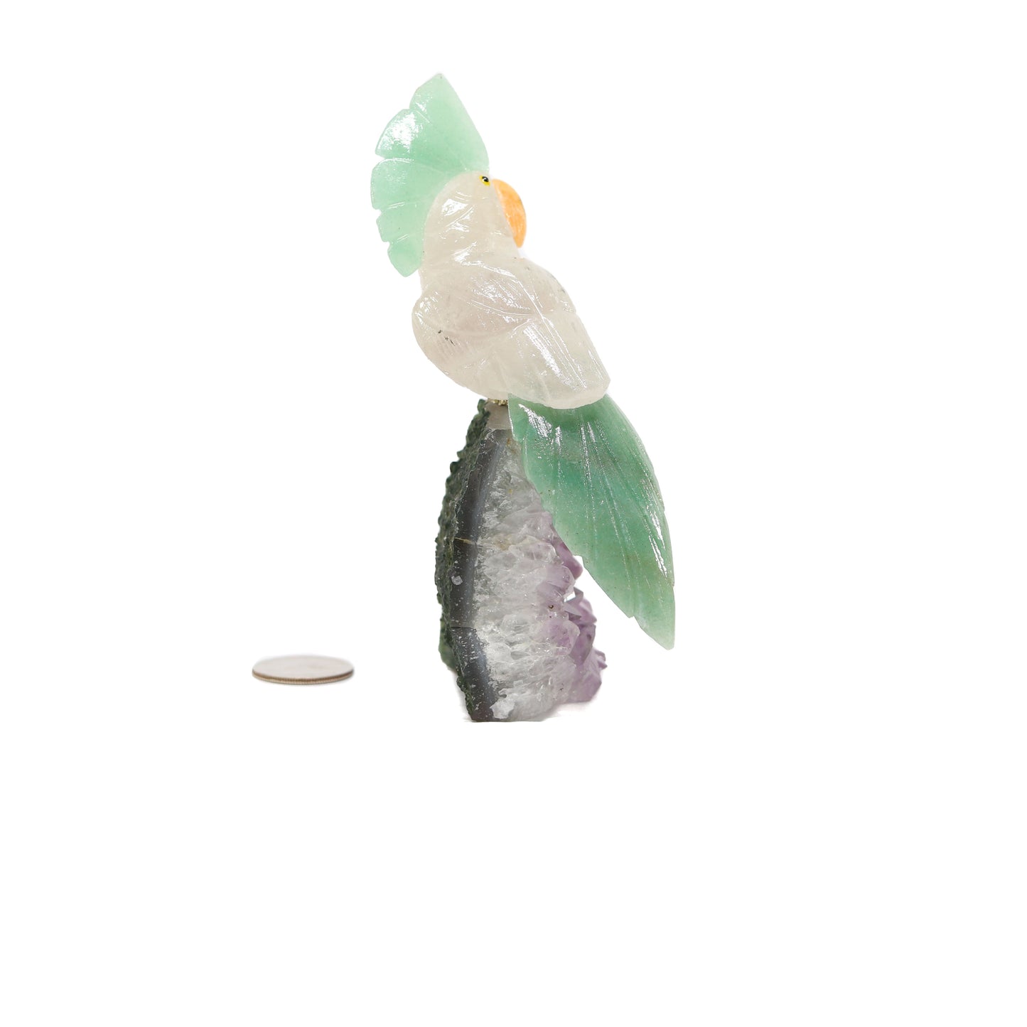 Clear Quartz Bird on Amethyst Druze Base