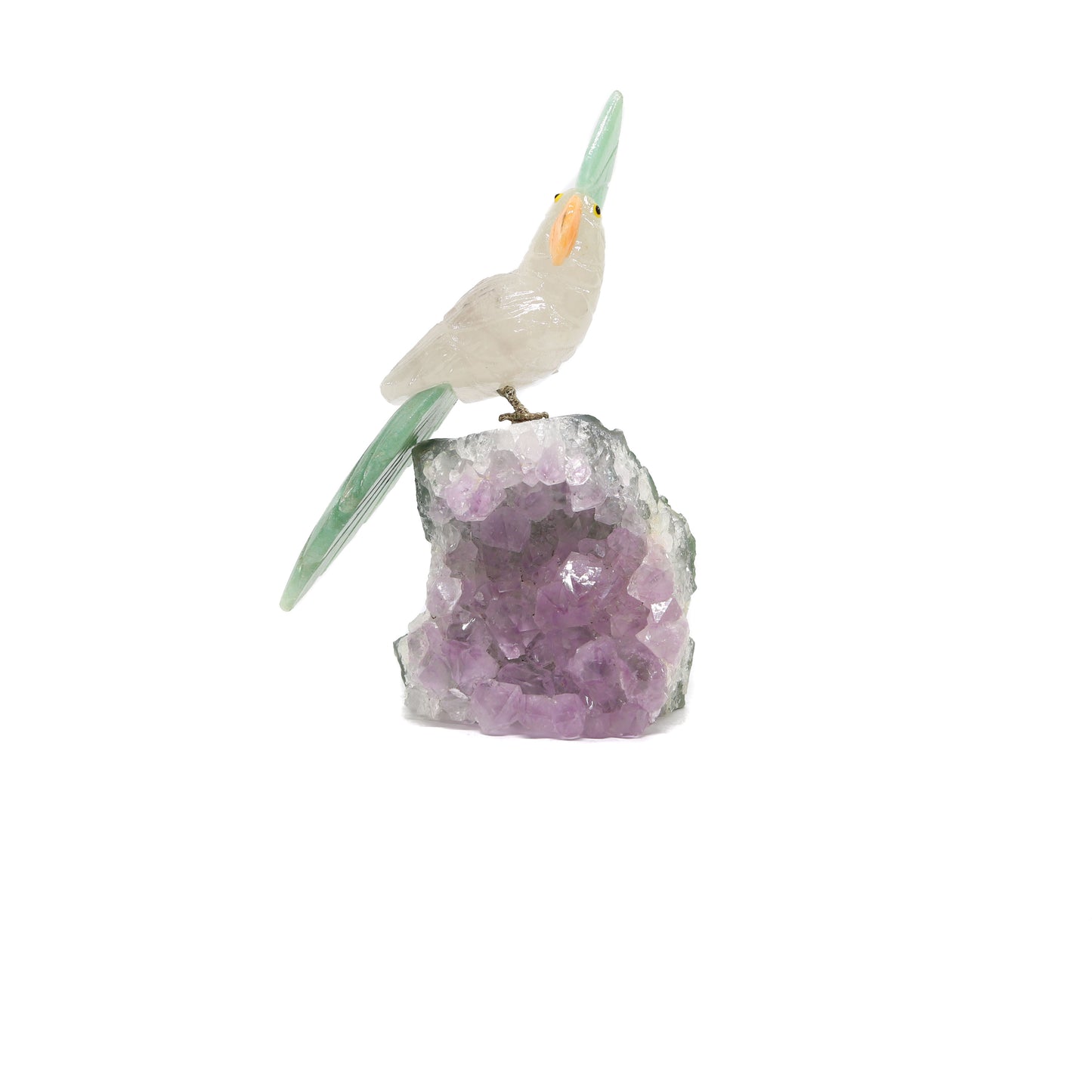 Clear Quartz Bird on Amethyst Druze Base