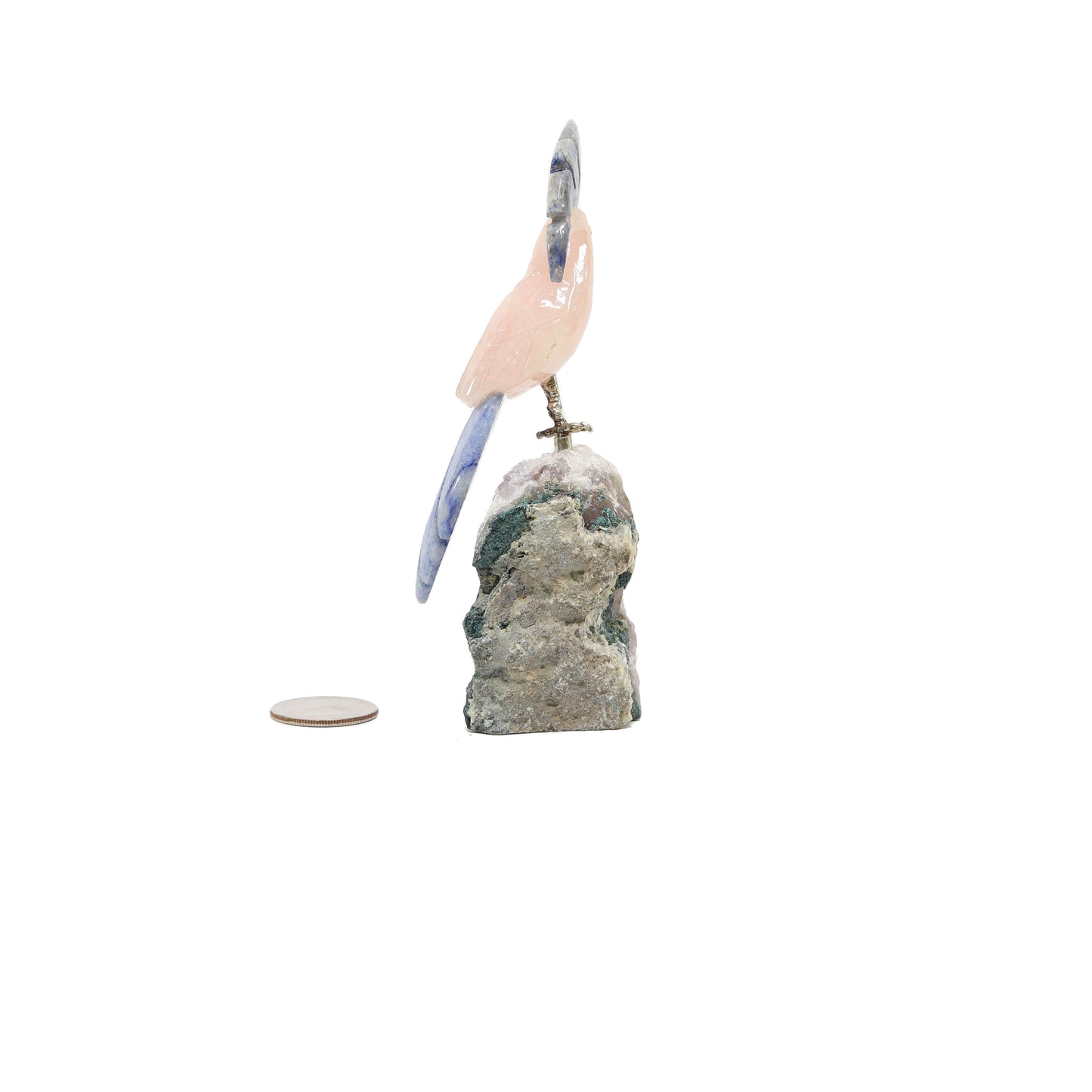 Rose Quartz Bird on Amethyst Druze Base