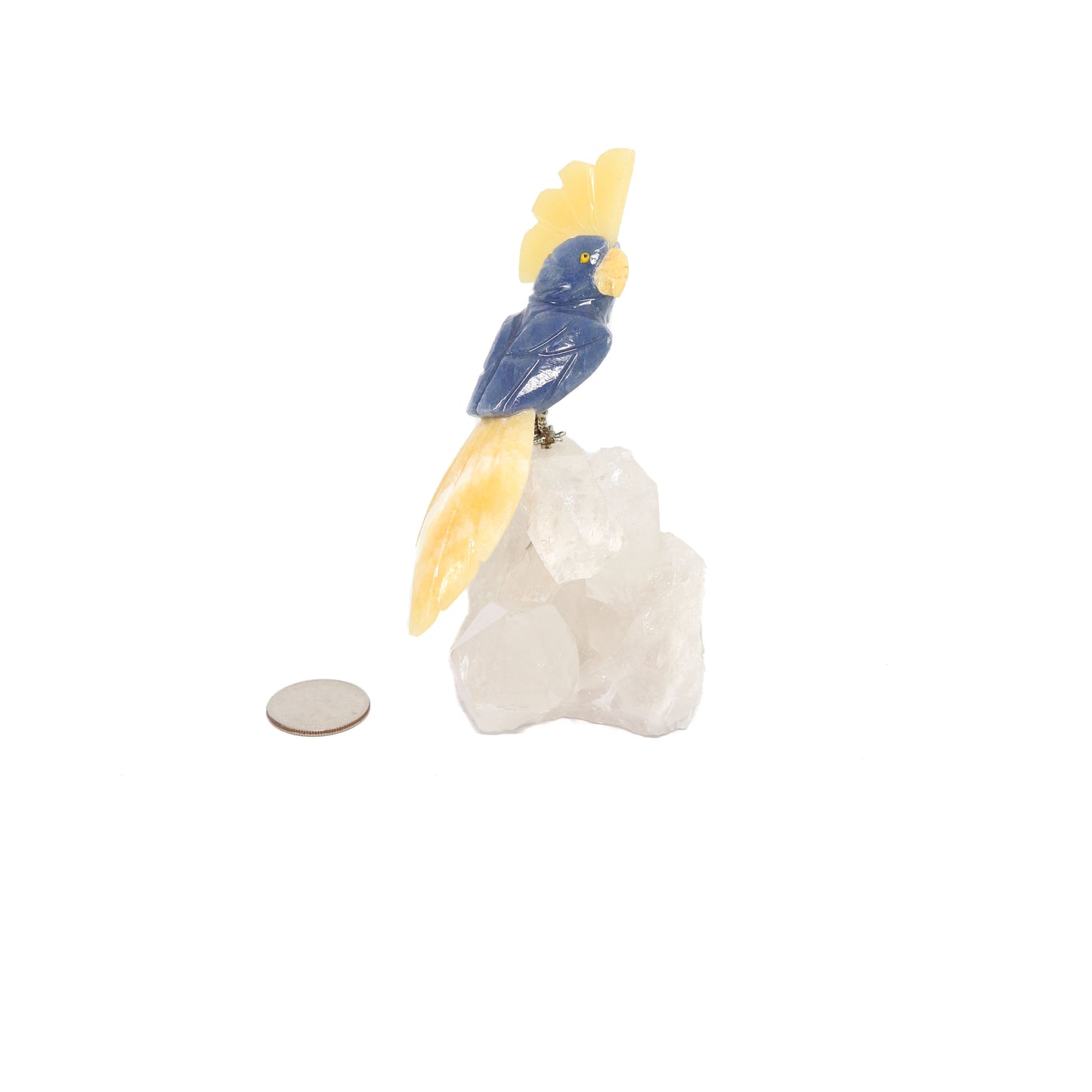 Blue Quartz Bird on Clear Quartz Base
