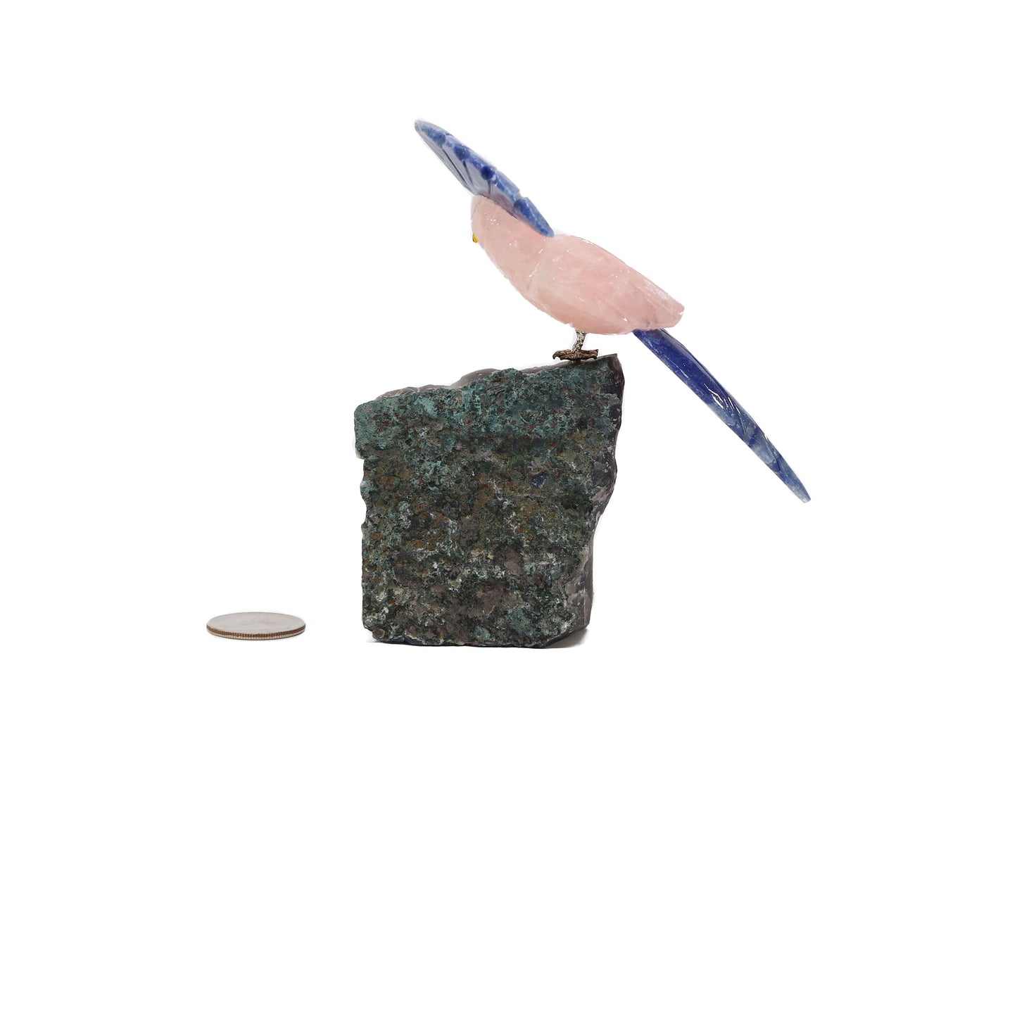 Rose Quartz Bird on Smoky Quartz Base