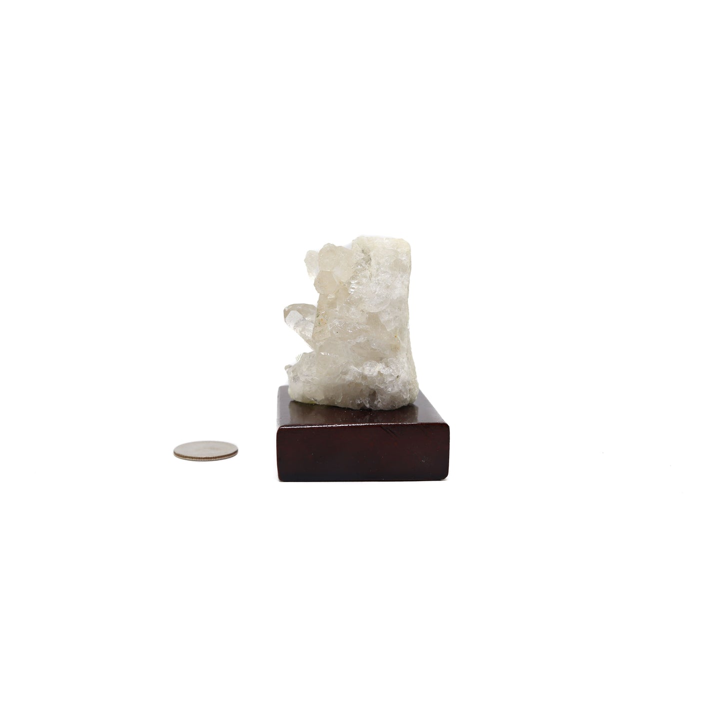 Clear Quartz Cluster on Wood Stand