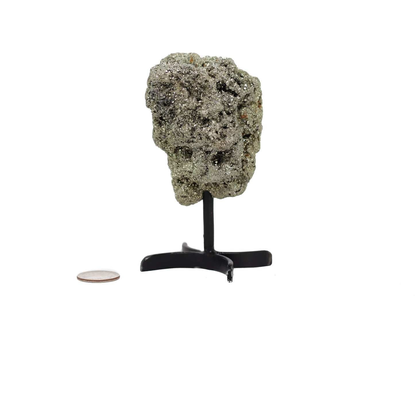 Pyrite Cluster on Metal Stand