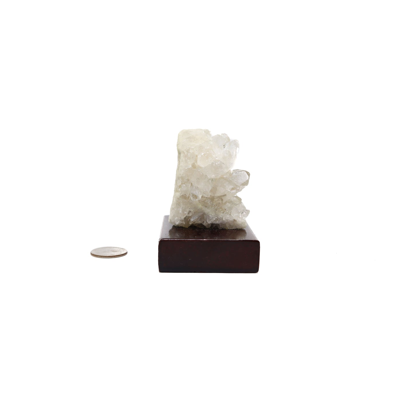 Clear Quartz Cluster on Wood Stand