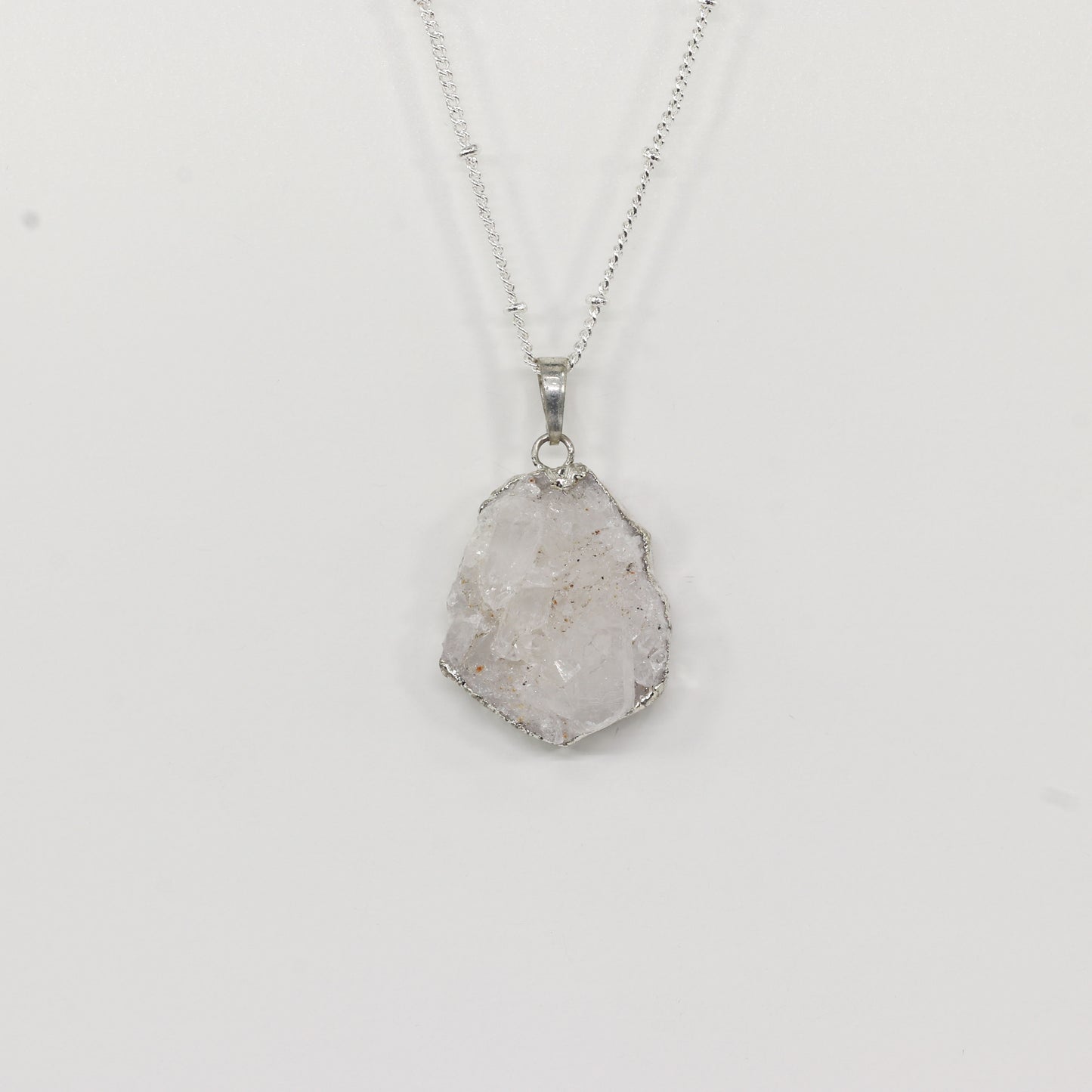 Clear Quartz Cluster Silver Necklace