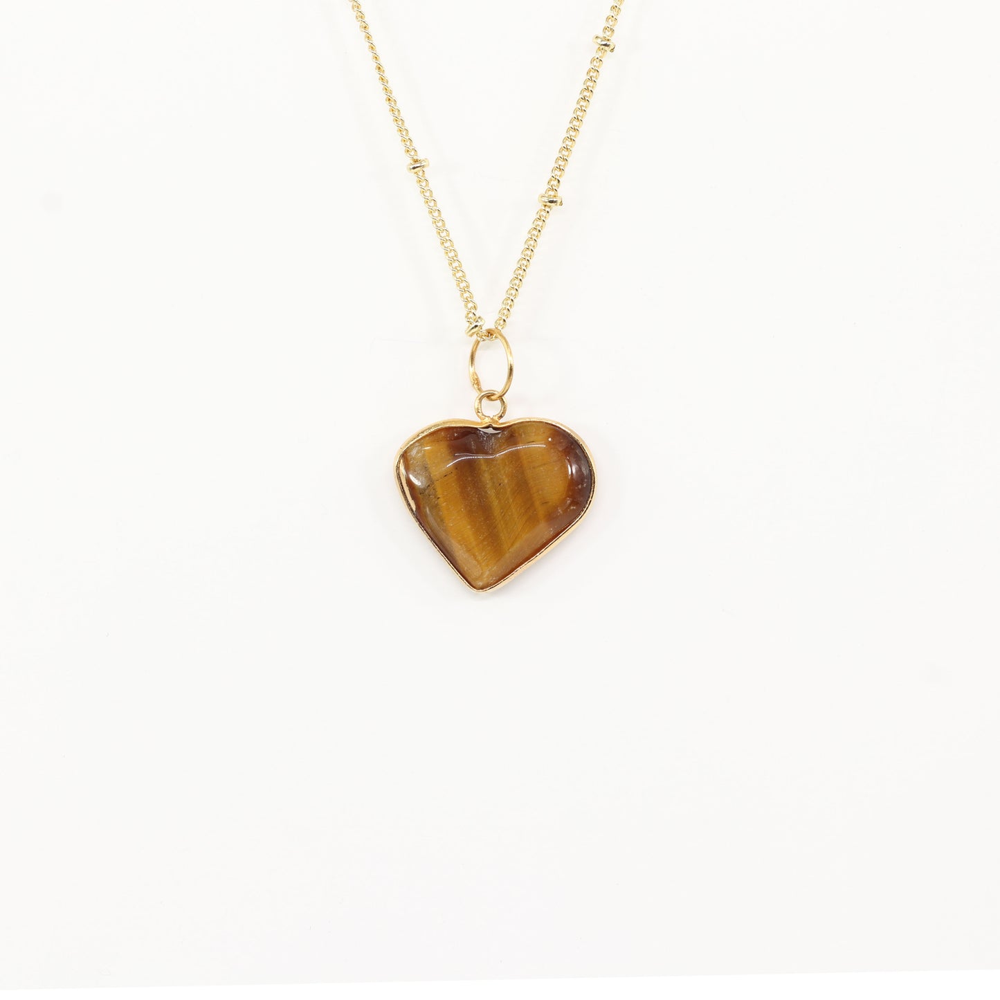 Tiger Eye Heart Gold Necklace