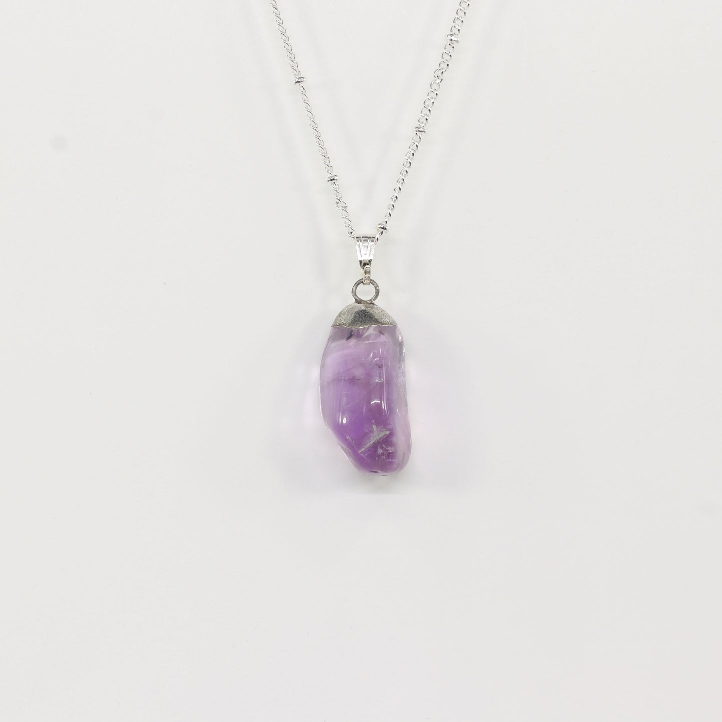 Amethyst Tumbled Silver Necklace