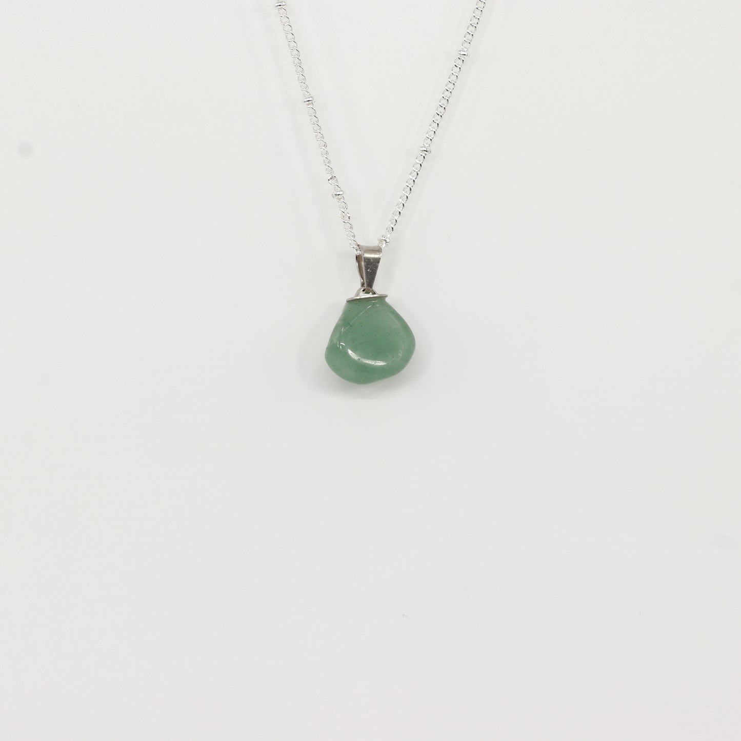 Green Quartz Tumbled Silver Necklace