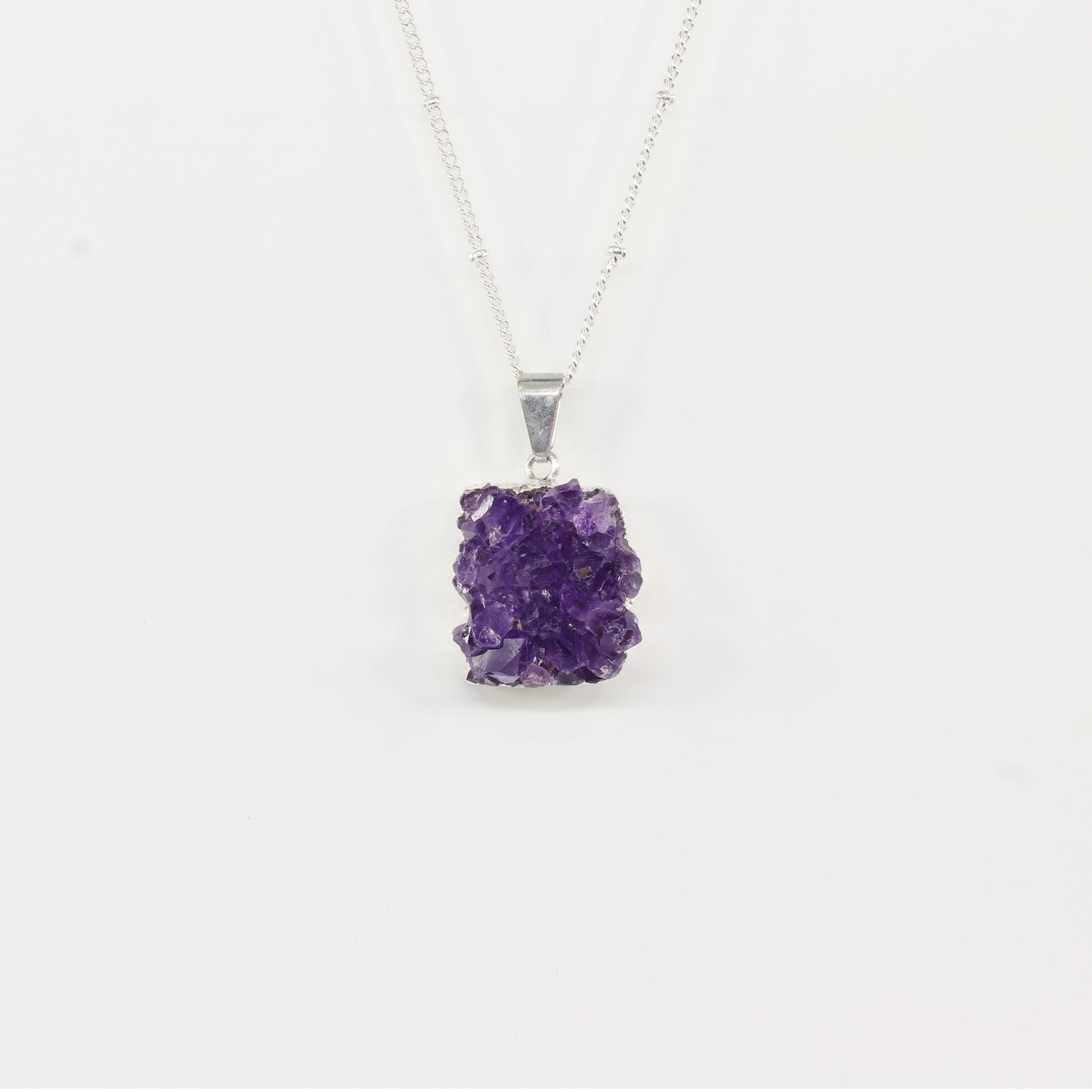 Amethyst Cluster Silver Necklace