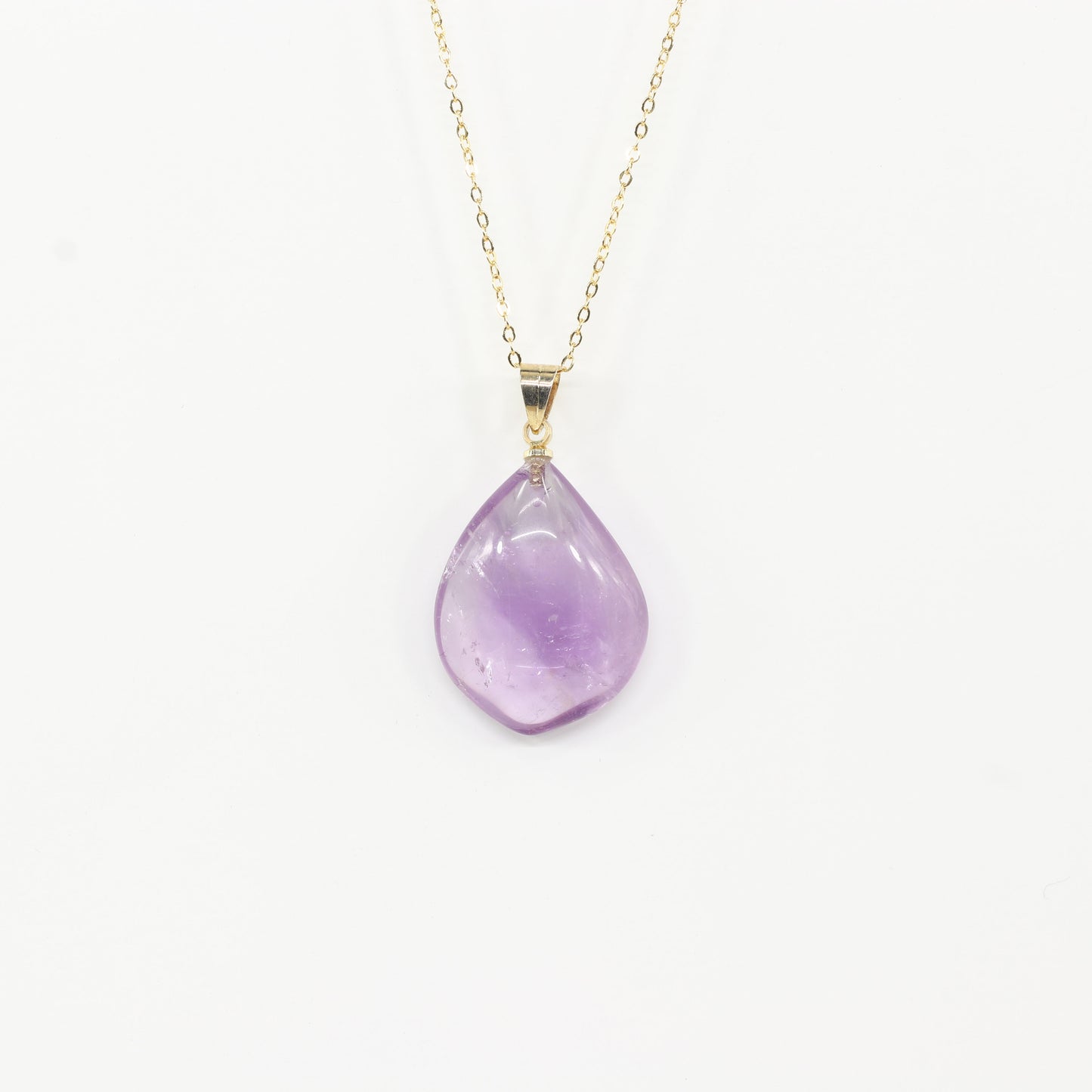 Amethyst Tumbled Gold Necklace