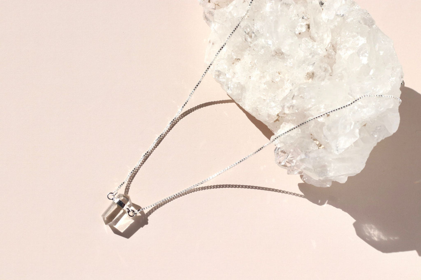 Clear Quartz Point Silver Necklace
