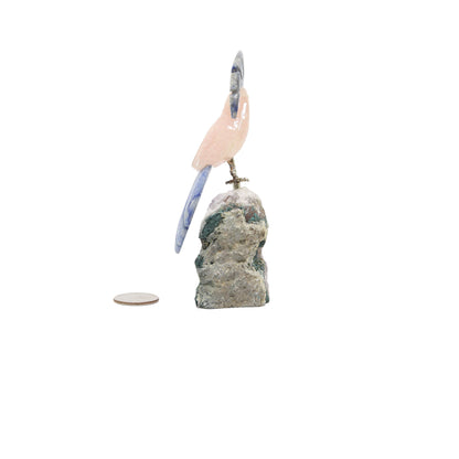 Rose Quartz Bird on Amethyst Druze Base