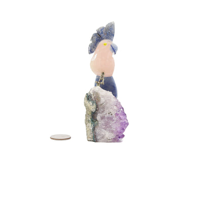 Rose Quartz Bird on Amethyst Druze Base