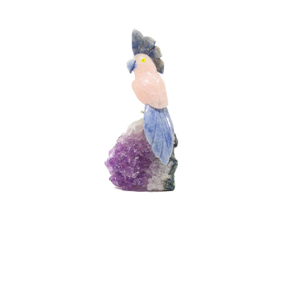Rose Quartz Bird on Amethyst Druze Base