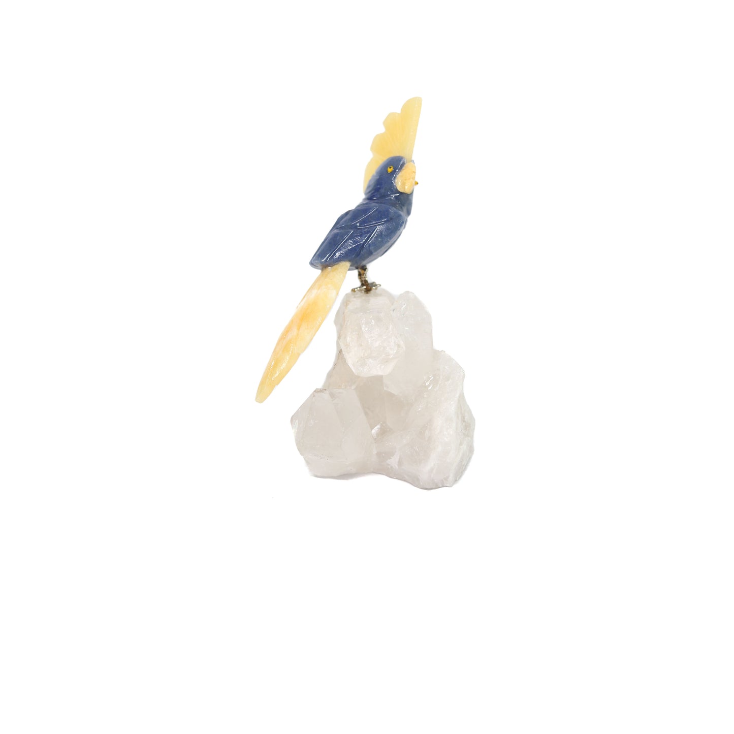 Blue Quartz Bird on Clear Quartz Base