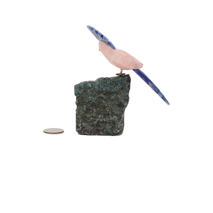 Rose Quartz Bird on Smoky Quartz Base
