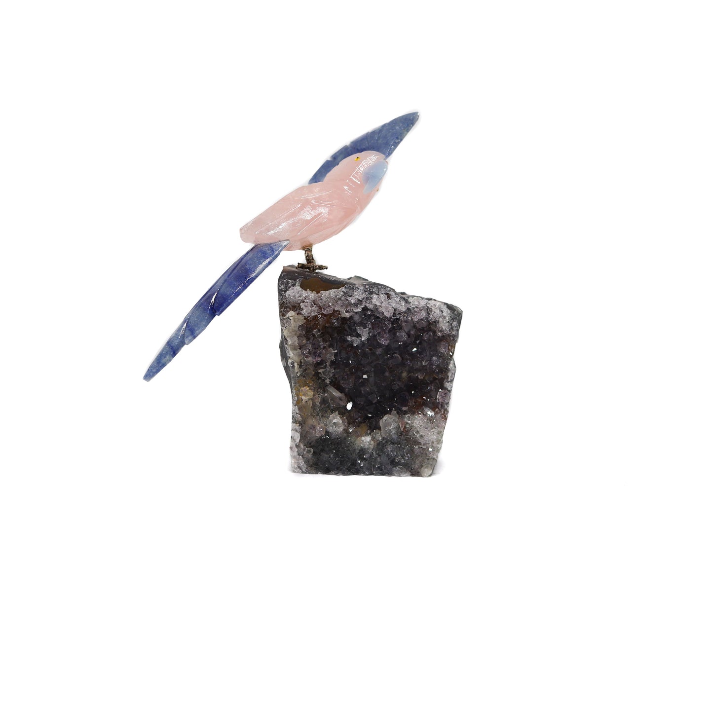 Rose Quartz Bird on Smoky Quartz Base