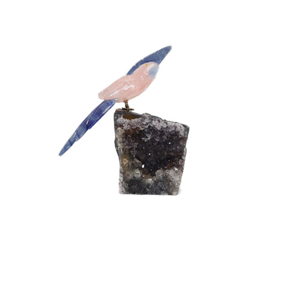 Rose Quartz Bird on Smoky Quartz Base