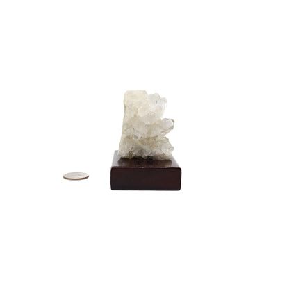 Clear Quartz Cluster on Wood Stand