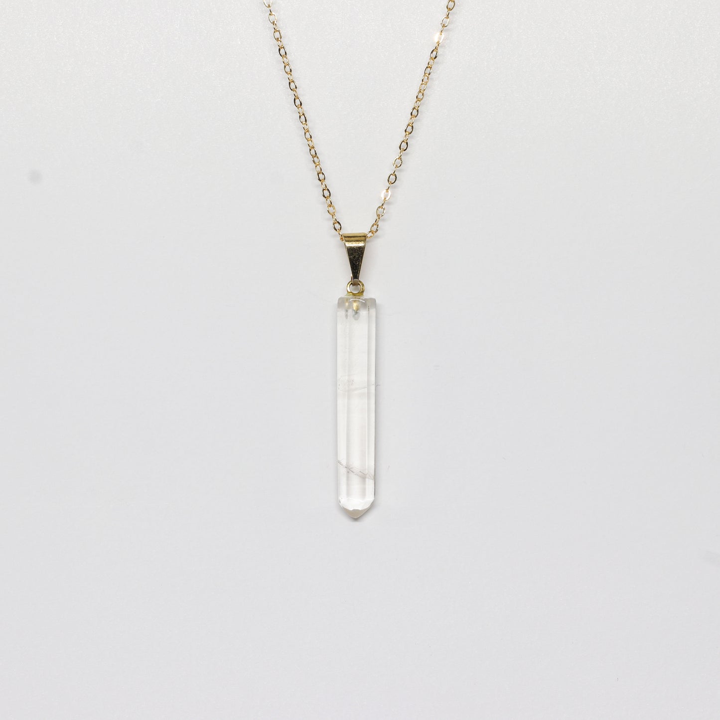 Clear Quartz Point Gold Necklace