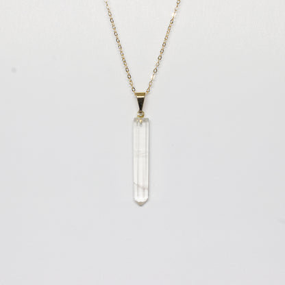 Clear Quartz Point Gold Necklace