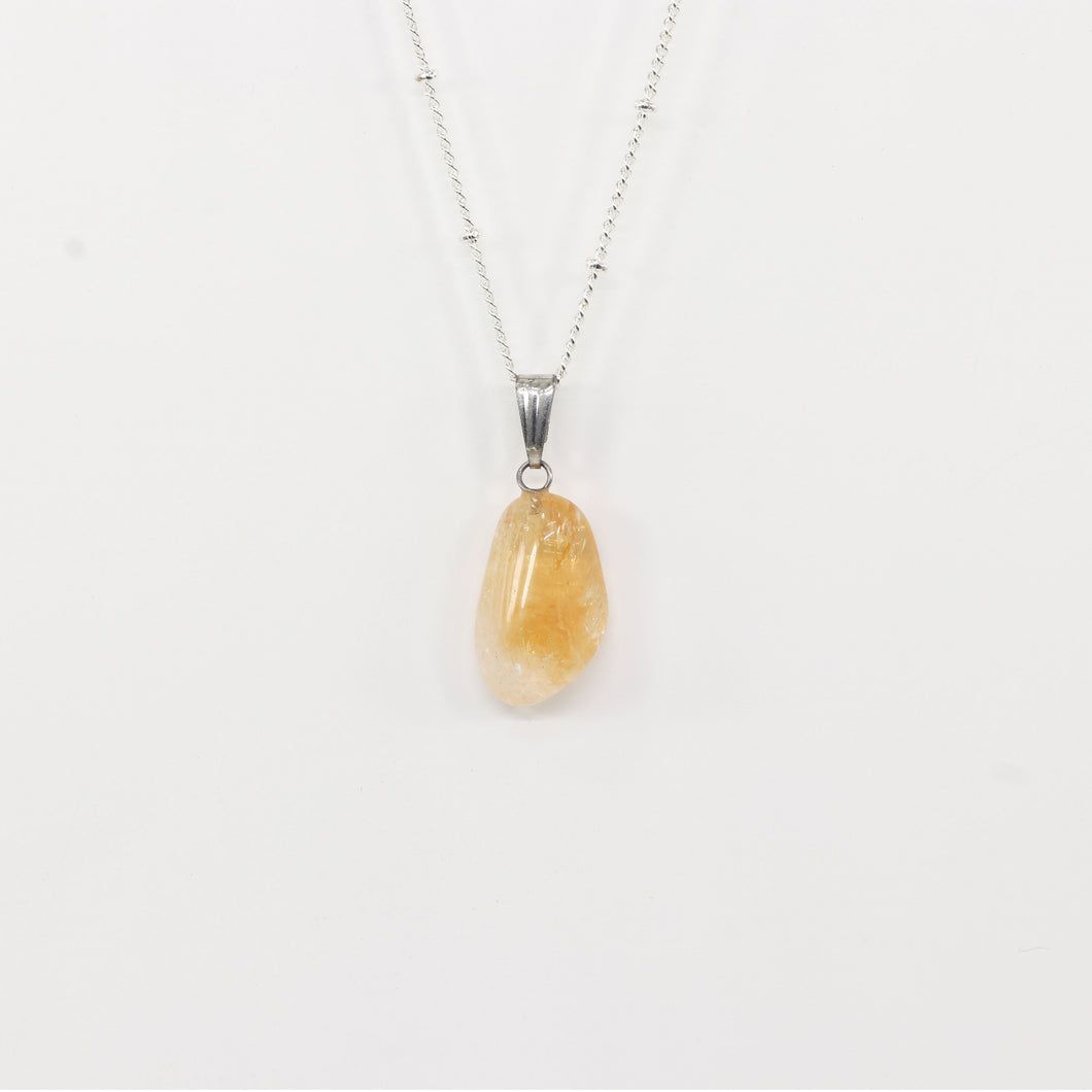 Citrine Tumbled Silver Necklace