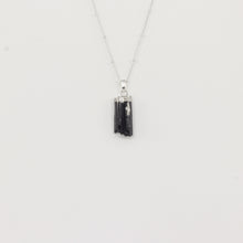 Load image into Gallery viewer, Black Tourmaline Rough Silver Necklace
