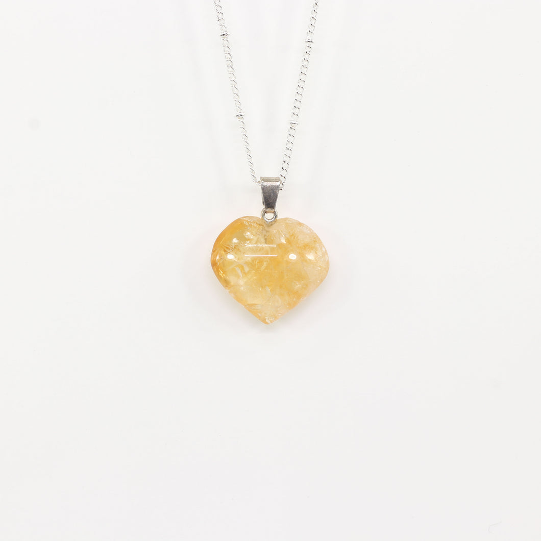 Citrine Heart Silver Necklace