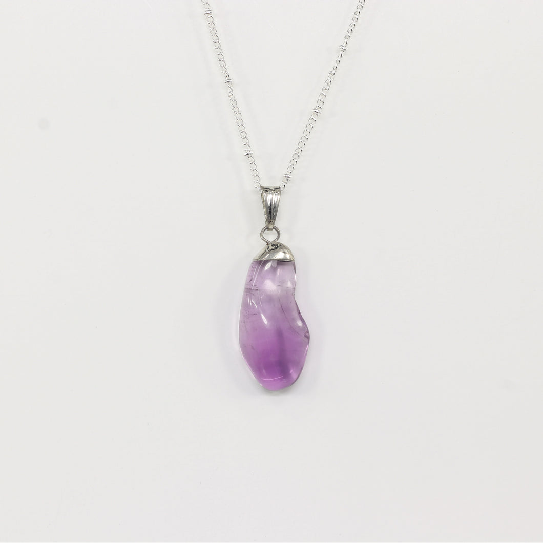 Amethyst Tumbled Silver Necklace