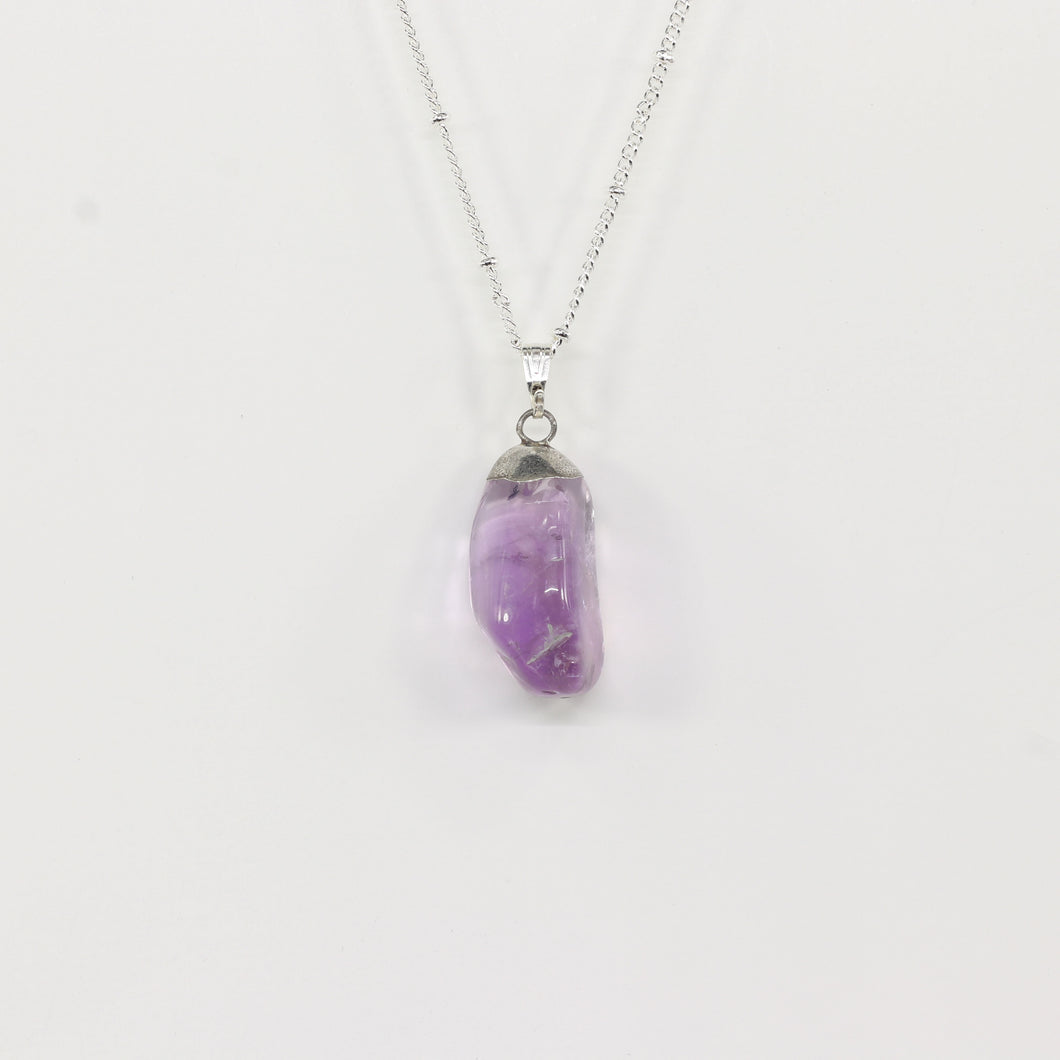 Amethyst Tumbled Silver Necklace