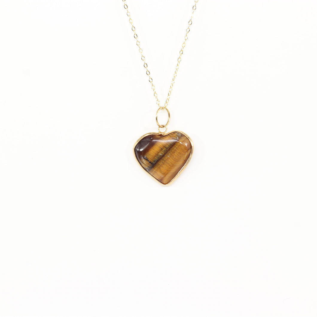 Tiger Eye Heart Gold Necklace