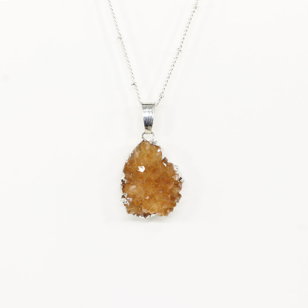 Citrine Cluster Silver Necklace