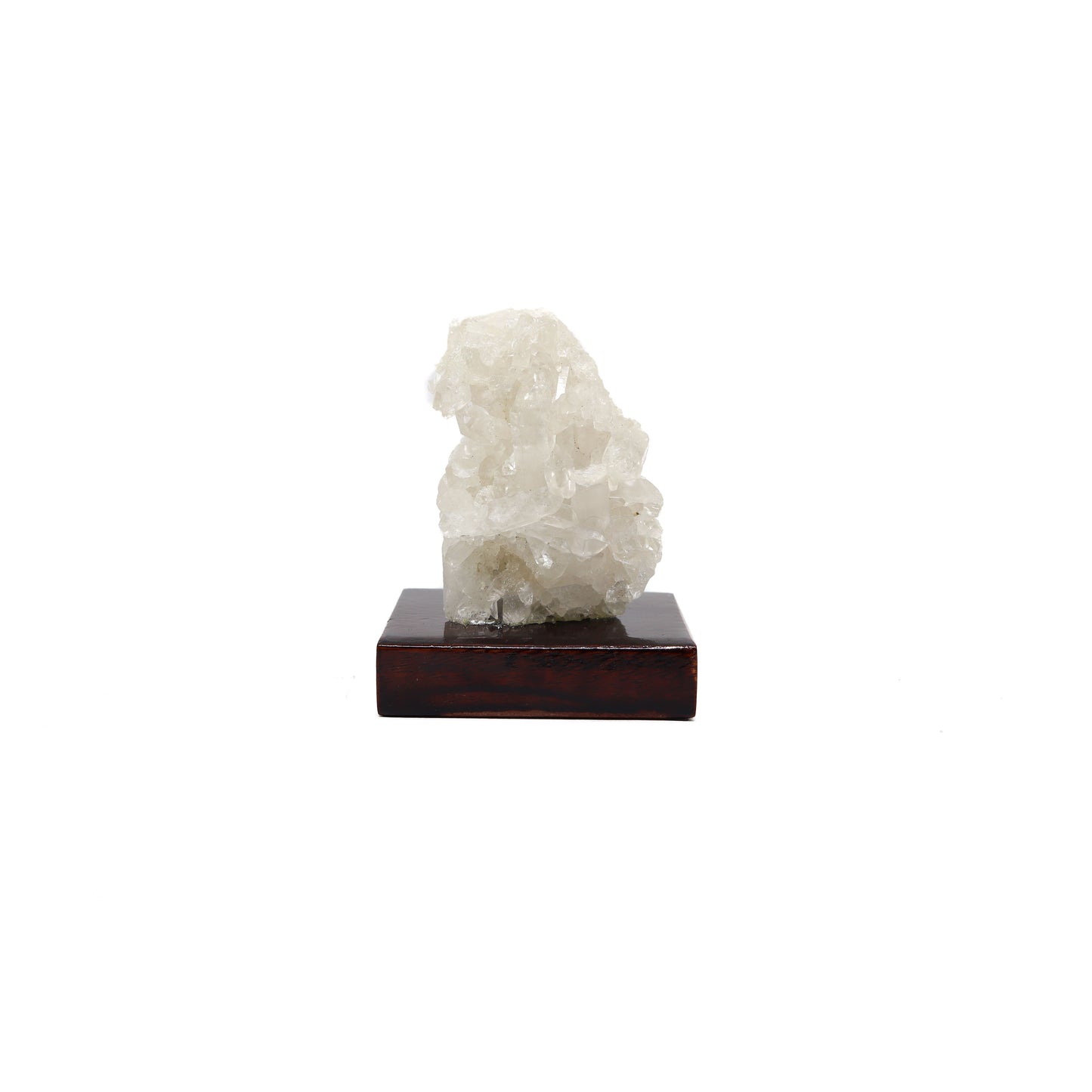 Clear Quartz Cluster on Wood Stand