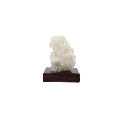 Clear Quartz Cluster on Wood Stand