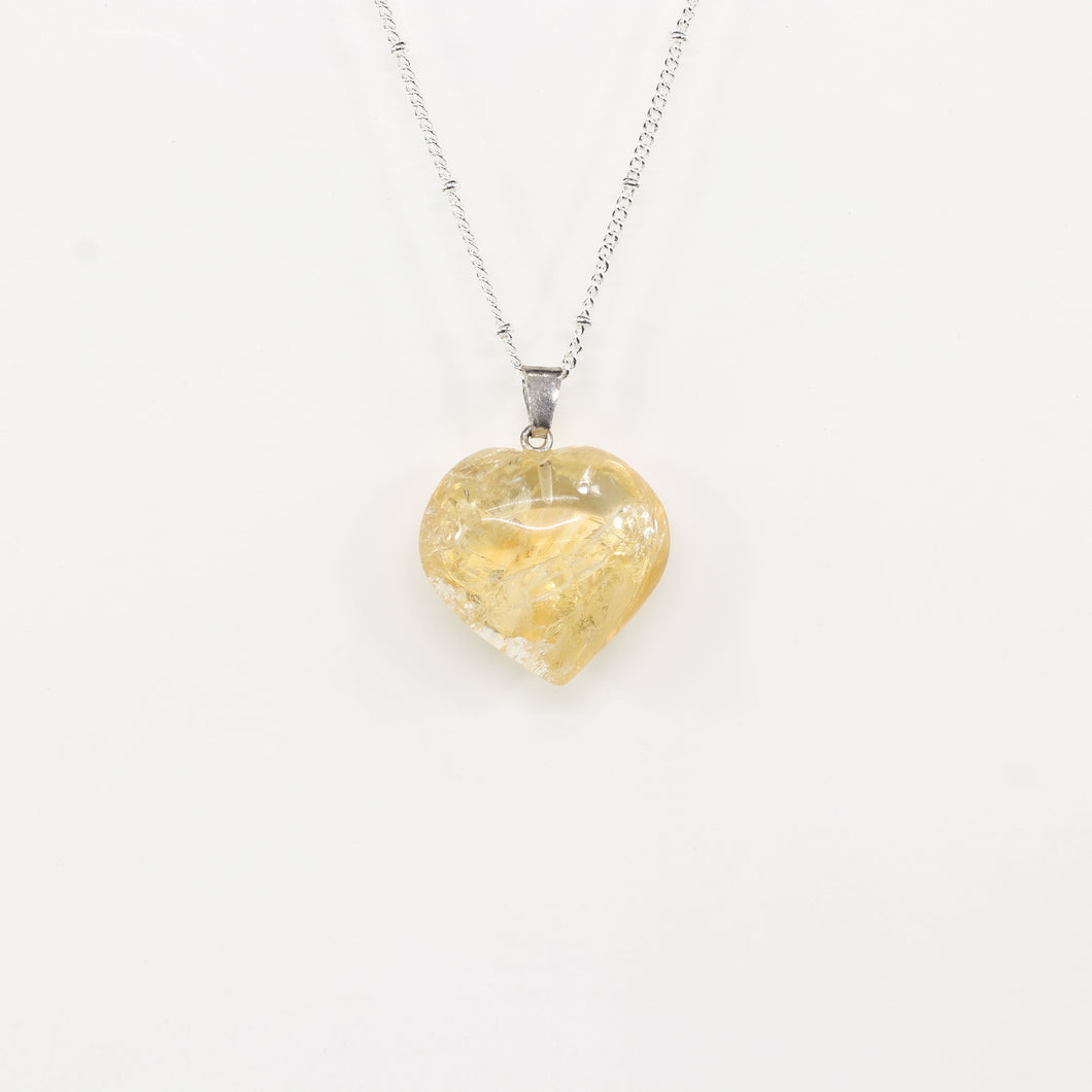 Citrine Heart Silver Necklace