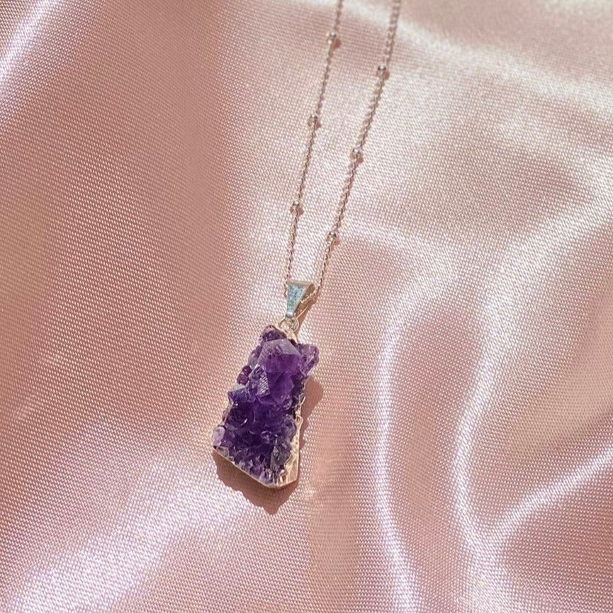 Amethyst Cluster Silver Necklace